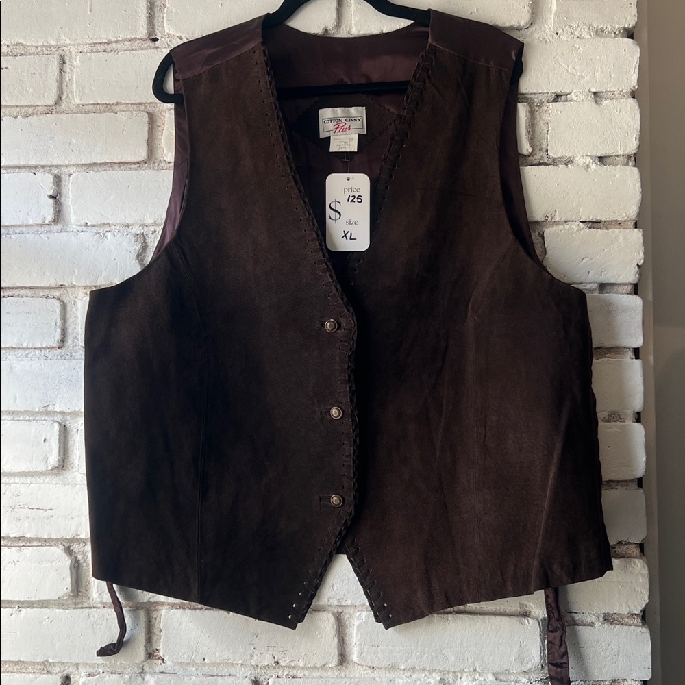 Brown Suede Vest with Satin Back
